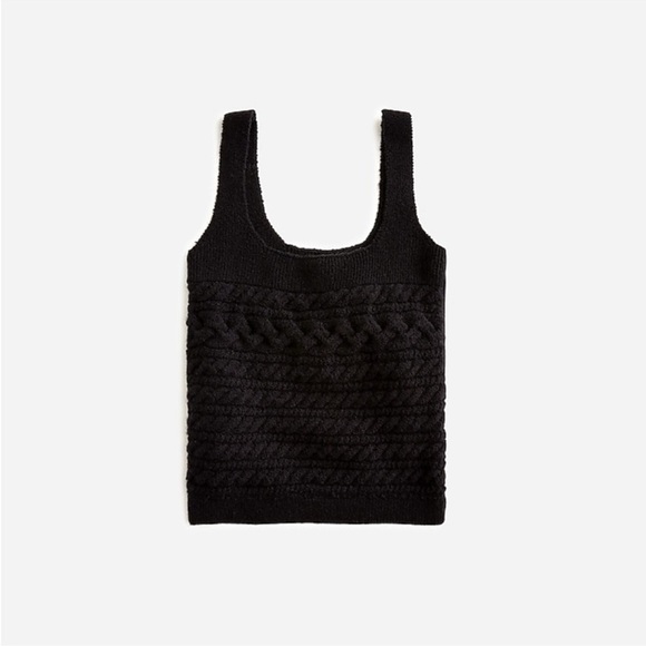 J. Crew Supersoft cropped cable-knit sweater-tank set in Black - Picture 6 of 9